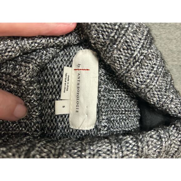 Anthropologie charcoal gray/black turltleneck sweater with a lot of sparkle, S - Picture 4 of 5